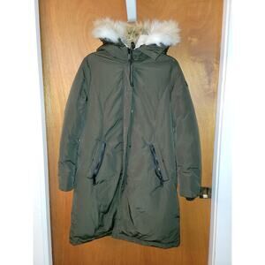 NWT - Sam Edelman Fur Lined Parka Trench Coat Puffer Jacket - Olive - Sz: L